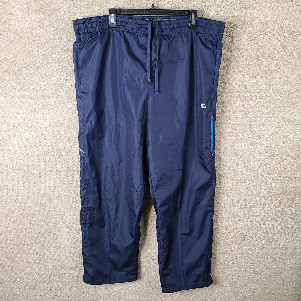 Vintage Starter Pants Mens L Blue Track Athletic Mesh‎ Lined Workout Navy